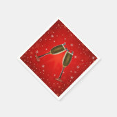 シャンパングラスお祝い金ゴールドオンレッド スタンダードカクテルナプキン (角)