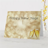 シャンパングラスで大晦日 カード (黄色い花)