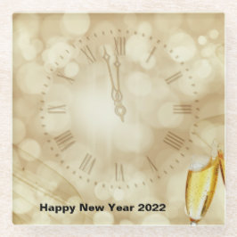 シャンパングラスで大晦日 ガラスコースター