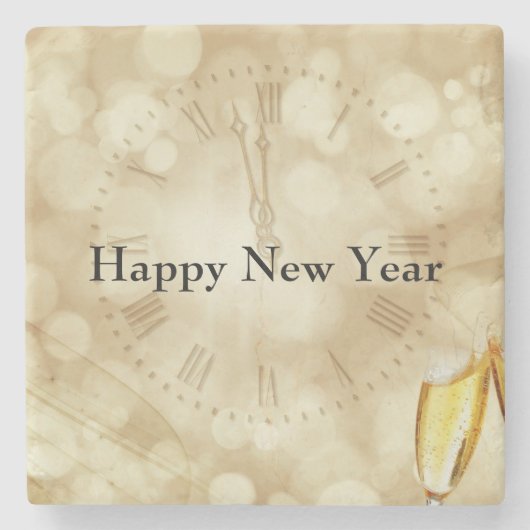 シャンパングラスで大晦日 ストーンコースター (正面)