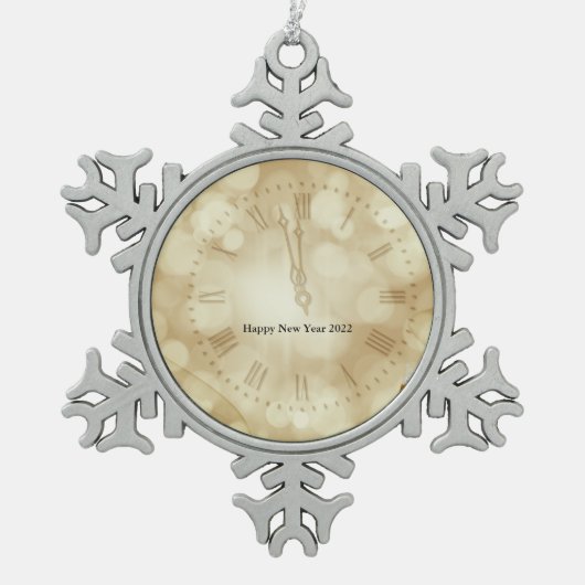 シャンパングラスで大晦日 スノーフレークピューターオーナメント (正面)