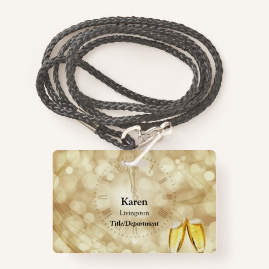 シャンパングラスで大晦日 バッジ (正面ランヤード)