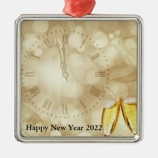 シャンパングラスで大晦日 メタルオーナメント (正面)