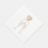 シャンパングラスとハート スタンダードランチョンナプキン (角)