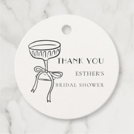 シャンパングラスとボウブライダルシャワーサンキュー フェイバータグ