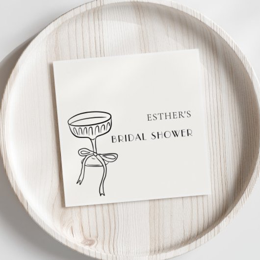 シャンパングラスとボウブライダルシャワー スタンダードカクテルナプキン