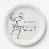 シャンパングラスとボウブライダルシャワー ペーパープレート (正面)