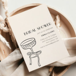 シャンパングラスとボウブライダルシャワー 招待状