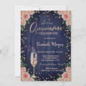 シャンパングラスのダイヤモンドと花のキンセアニエラ 招待状 (正面)