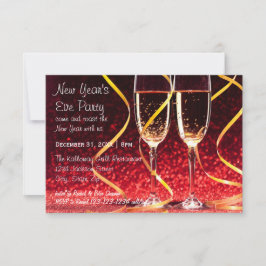 シャンパングラスの写真 - 3x5 新年のパーティー 招待状