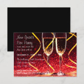 シャンパングラスの写真 - 3x5 新年のパーティー 招待状 (正面/裏面)