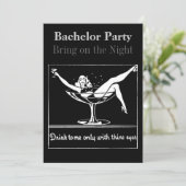 シャンパングラスの女の子と独身パーティー 招待状 (スタンド正面)