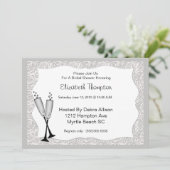 シャンパングラスの結婚前お祝い招待状 招待状 (スタンド正面)