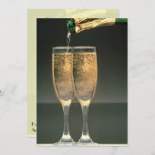 シャンパングラスの結婚前パーティー招待状 招待状 (正面/裏面)