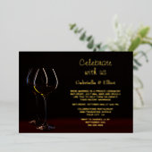 シャンパングラスの結婚式招待状 ゴールドホイル加工 箔招待状 (立ち正面)