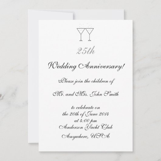 シャンパングラスの 招待状 (正面)