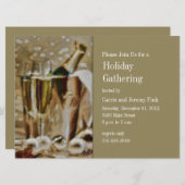 シャンパングラスアンドバケットホリデーパーティー 招待状 (正面/裏面)