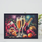 シャンパングラスアンドバケットホリデーパーティー 招待状 (スタンド正面)