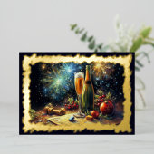 シャンパングラスアンドバケットホリデーパーティー 箔シーズンカード (立ち正面)