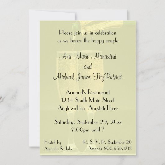 シャンパングラスウェディングシャワー招待状 招待状 (裏面)