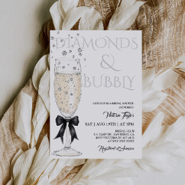 シャンパングラスエレガントボウブライダルシャワー 招待状