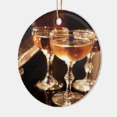 シャンパングラスゴールデントースト セラミックオーナメント (左)