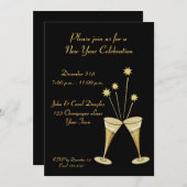 シャンパングラススターズカクテルパーティの招待状 招待状 (正面/裏面)