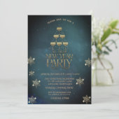 シャンパングラススノーフレークヴィンテージ会社パーティー 招待状 (スタンド正面)