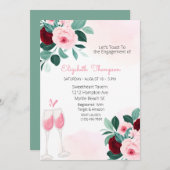 シャンパングラストーストフローラブライダルシャワー 招待状 (正面/裏面)