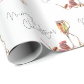 シャンパングラスパターンスクリプトメリークリスマス ラッピングペーパー (ロールコーナー)