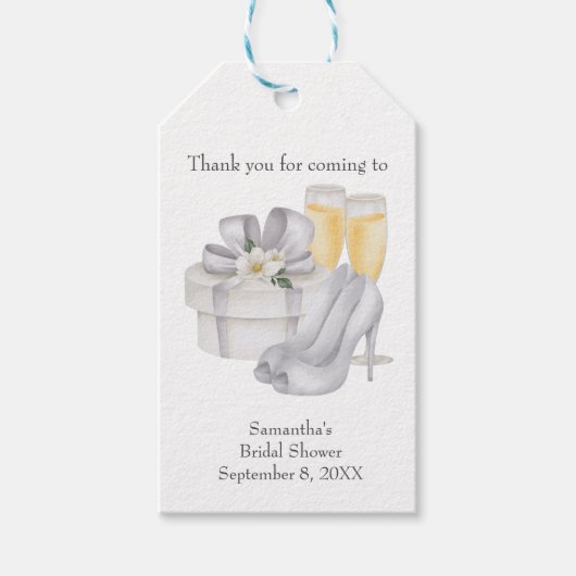シャンパングラスブリデスシューズブライダルシャワーフリット ギフトタグ (正面)