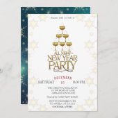 シャンパングラスホリデーカクテルクリスマス 招待状 (正面/裏面)