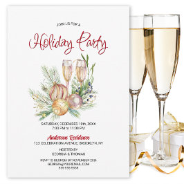 シャンパングラスホリデーパーティー 招待状