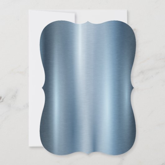 シャンパングラスボウブルーメタリッククリスマス 招待状 (裏面)