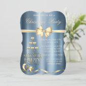 シャンパングラスボウブルーメタリッククリスマス 招待状 (スタンド正面)