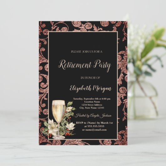 シャンパングラスポインセチア旋回リタイアパーティー 招待状 (スタンド正面)