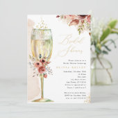 シャンパングラスラストアンド金ゴールドブライダルシャワー 招待状 (スタンド正面)