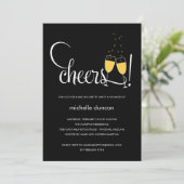 シャンパングラス婚約またはバチェロレッテ 招待状 (スタンド正面)