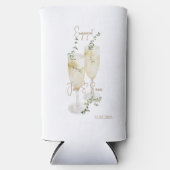 シャンパングラス婚約パーティ金ゴールド文字 スリム缶クーラー (正面)