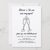 シャンパングラス応援カスタム婚約パーティ 招待状 (正面)