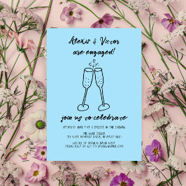 シャンパングラス応援カスタム婚約パーティ 招待状