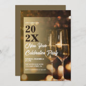 シャンパングラス新年 招待状 (正面/裏面)