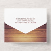 シャンパングラス素朴ウッドストリングライト結婚ズ オールインワン招待状 (裏面)