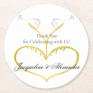 シャンパングラス結婚ズテーマ紙コースター ラウンドペーパーコースター