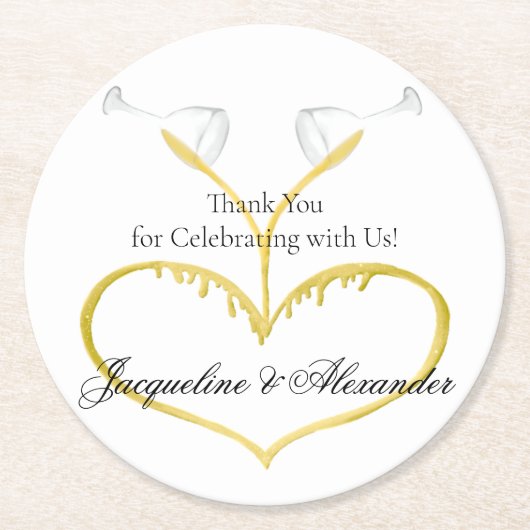 シャンパングラス結婚ズテーマ紙コースター ラウンドペーパーコースター (正面)