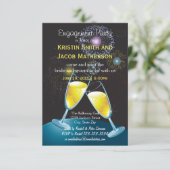 シャンパングラス花火 – 3 x 5婚約パーティ 招待状 (スタンド正面)