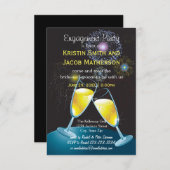 シャンパングラス花火 – 3 x 5婚約パーティ 招待状 (正面/裏面)