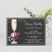 シャンパングラス金ゴールドブラック大晦日 招待状 (スタンド正面)