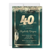 シャンパングラス金ゴールド紙吹雪グリーン40th誕生日