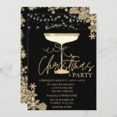 シャンパングラス雪片クリスマスカンパニー 招待状 (正面/裏面)